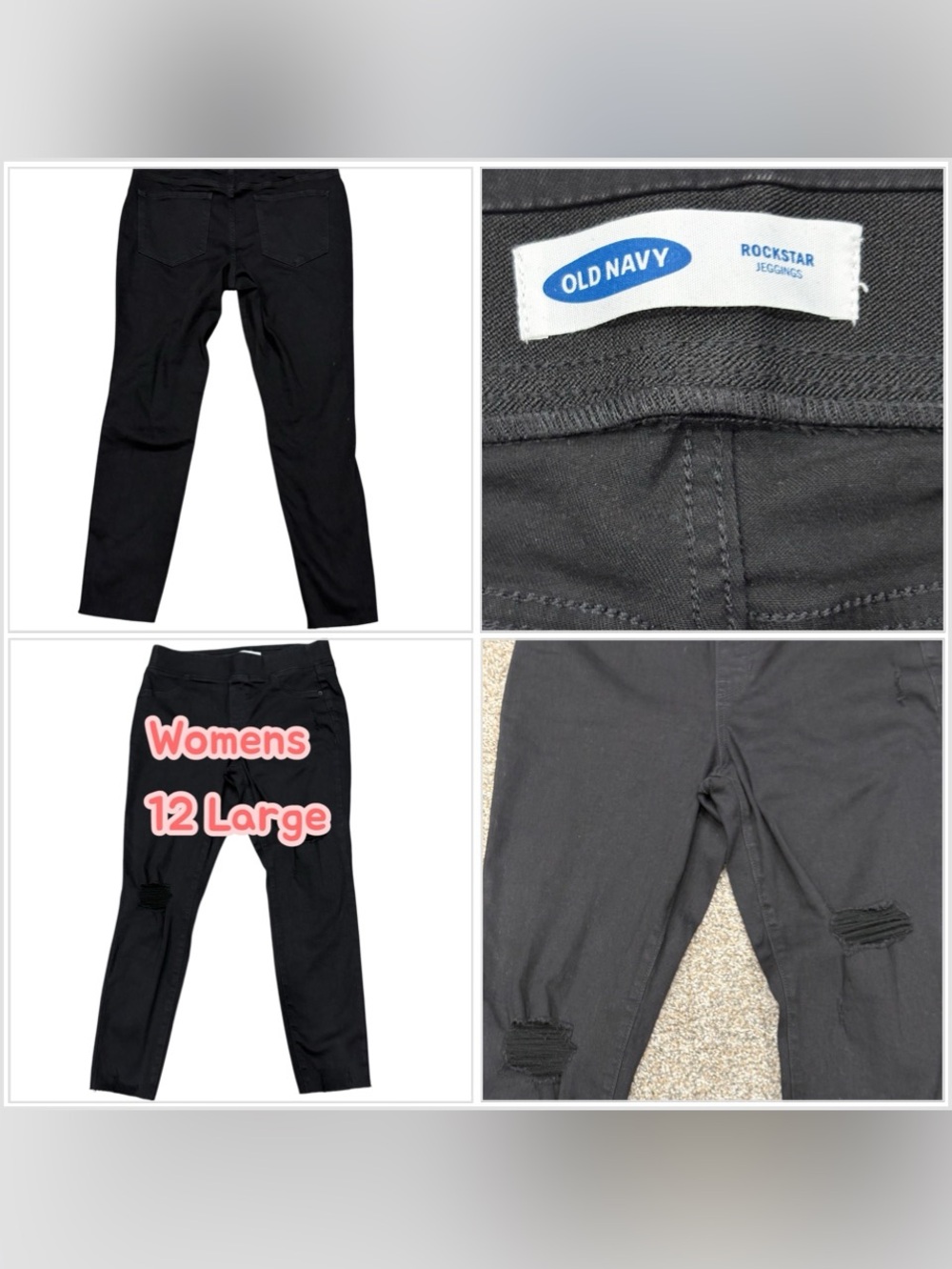 Women’s Old Navy Rockstar 12 Large Pull On Jeans Straight Black Stretch Jeggings
